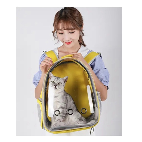 (NEW)Yellow PetPack Clear Bubble Carrying Bag Small, dogs Cats, Space Capsule - Picture 1 of 15